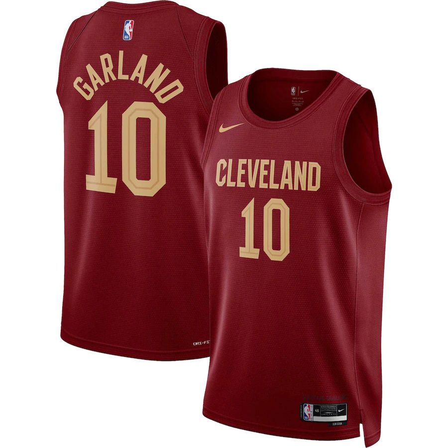 Men Cleveland Cavaliers #10 Darius Garland Nike Wine Icon Edition 2022-23 Swingman NBA Jersey